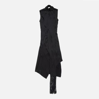 Acne Studios Black Satin Dress With Scarf