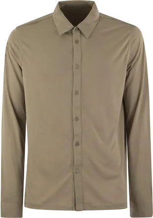 Majestic Long Sleeved Shirt In Lyocell And Cotton