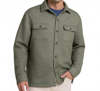 Southern Tide Mens Quilted Knit Shacket In Heather Cedar Green
