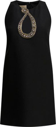 Valentino Verfraaide Cr&ecirc;pe Shift Jurk - Dames - Korte kleedjes - Zwart - S - Leer - Kleedjes