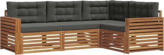 vidaXL Conjunto De Sof&aacute;s De Exterior 4 Uds. Natural Y Antracita Vidaxl