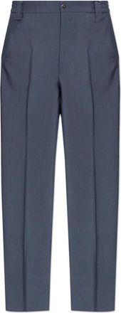 Versace Wool Pleated Broeken - Heren - Nette broeken - Blauw - S - Wol - Broeken