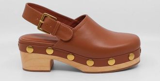 Charlotte Stone Womens Jona Studded Clog In Luggage Tan