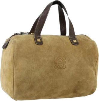 Loewe Pre-owned Handbags, female, Beige, Size: ONE SIZE Pre-owned Suede Handbag