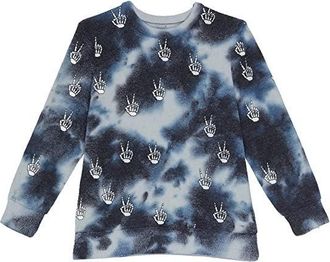 Chaser Sweatshirt Boy Black Blue Tie Dye Skeleton Peace Crew Neck GBO278