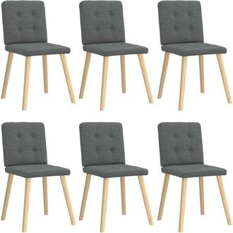 vidaXL Vidaxl - Sillas De Comedor 6 Unidades Tela Gris Oscuro