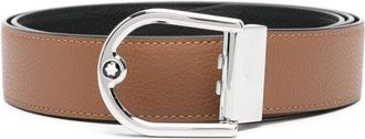 Montblanc reversible leather belt - men - Calf Leather/Palladium Plated Brass - One Size - Black
