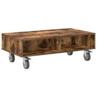 vidaXL Mesa Lateral Con Ruedas Roble Ahumado 90 X 50 X 30 Cm Vidaxl