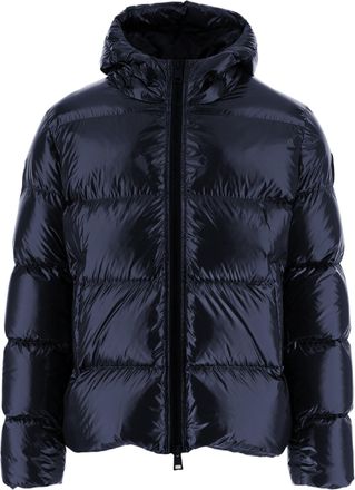Herno Navy Quilted Down Jacket With Adjustable Hood And Elasticated Hems