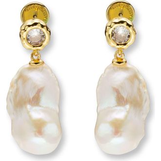 Classicharms Skyler Freshwater Baroque Pearl Drop Earrings in Gold/clear at Nordstrom