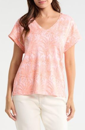 Tommy Bahama Kauai Palm Bay Tree Cotton Blend Jersey T-Shirt in Crystal Rose at Nordstrom, Size X-Large