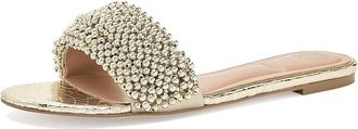 Vince Camuto Balea Beaded Band Flat Sandals Womens Sandals Gold : 9.5 M, Synthetic