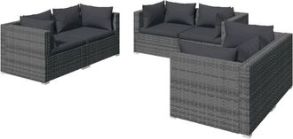 vidaXL Set De Muebles De Jard&iacute;n 6 Pzas Y Cojines Rat&aacute;n Sint&eacute;tico Gris Vidaxl