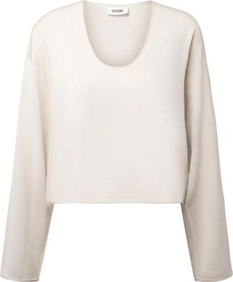 Drykorn Somaija Gebreide Trui - Dames - V-hals truien - Beige - XL - Truien & Vesten