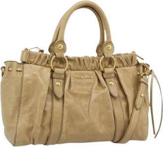Miu Miu Pre-owned Hand Bag - Dames - Vintage Handtas - Beige - ONE Size - Leer - Vintage