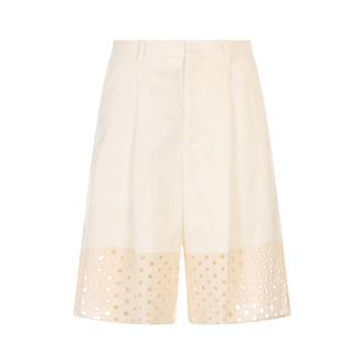 Marni Casual Shorts, female, White, Size: 2XS Broderie Anglaise Gabardine Shorts