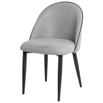 Koketto Home Silla de comedor tapizada en gris claro con patas de metal negro