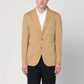 Santaniello Walnut-coloured single-breasted jacket in cotton