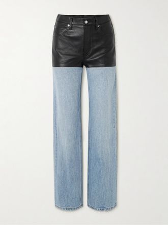 Alexander Wang Jeans A Vita Bassa In Pelle A Pannelli - Blu