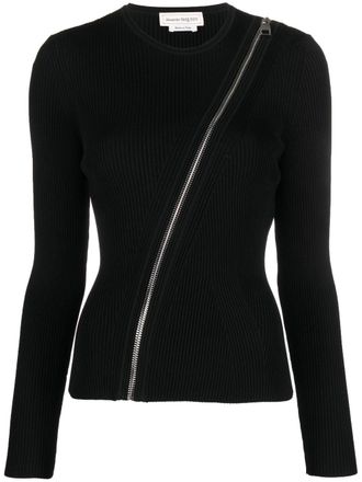 Alexander McQueen Sweater met ritsdetail - Zwart