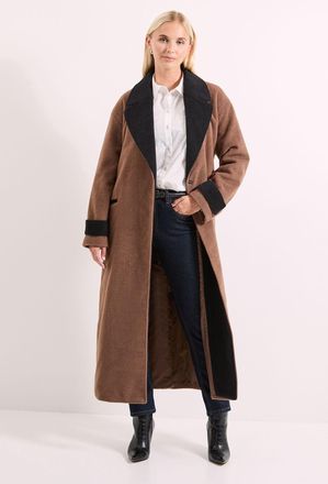 Wallis Womens Principles by Contrast Wrap Coat - Chocolate - Size 16 UK