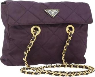 Prada Pre-owned Shoulder Bags, female, Purple, Size: ONE SIZE Pre-owned Vintage Nylon Tote Bag