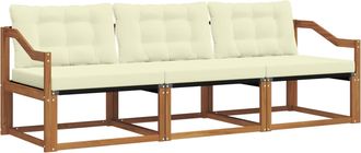 vidaXL Conjunto De Sof&aacute;s De Exterior 3 Uds. Natural Y Crema Vidaxl