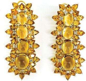 Arthur Marder Fine Jewelry 14K 43.25 Ct. Tw. Diamond & Citrine Earrings