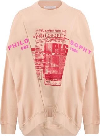 Philosophy di Lorenzo Serafini Hoodies & sweatvesten, Dames, Beige, M, Katoen, Oversized Sweatshirt