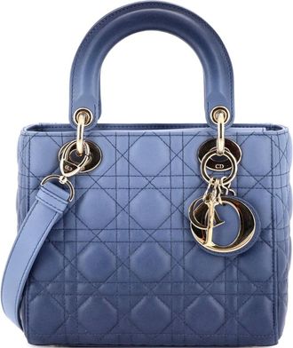 Dior Lady Dior Bag Cannage Quilt Gradient Lambskin Medium satchel - Blu
