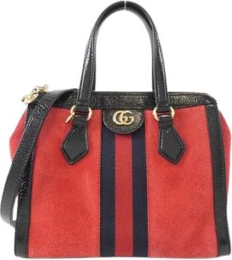 Gucci Pre-owned Handbags, female, Red, Size: ONE SIZE Pre-owned Suede Shoulder Bag