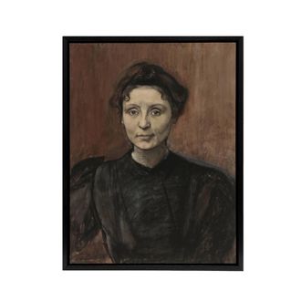 Artery8 Magnus Enckell Portrait of Madeleine Jouvray Framed Canvas Art Print in Brown | Size: W24 x H32
