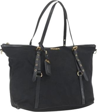 Prada Pre-owned Tote Bags, female, Black, Size: ONE SIZE Pre-owned Nylon Tote Bag