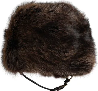 Dolce & Gabbana Brown Fur Women Bucket Hat Racoon Caiman