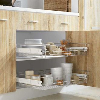 vidaXL Cestelli a Rete Estraibili 2 pz 800 mm Argentati - Vidaxl