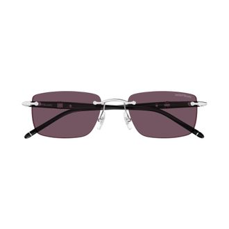Montblanc Mb0344s Rimless Rectangular Sunglasses with Black Temples
