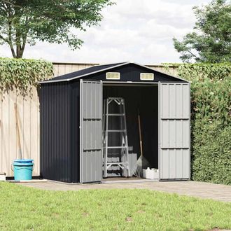 Berkfield Home Garden Shed Anthracite 205x129x183 cm Galvanised Steel in Black | Size: 205 x 129 x 183 cm