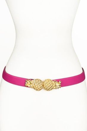 Raina Pineapple buckle Leather Belt in Pink at Nordstrom, Size Medium