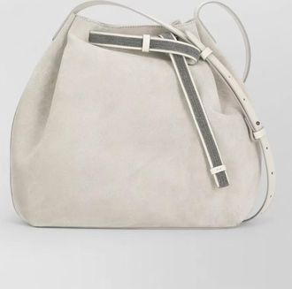 PANICALE leather shoulder bucket bag decorative band