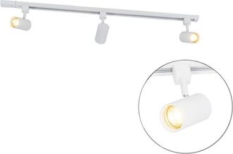 QAZQA Qazqa Moderno Sistema De Iluminaci&oacute;n De Riel Inteligente Blanco Monof&aacute;sico De 3 Luces Con Wifi Gu10 - Iconic Jeana Aluminio /acero /pl&aacute;stico Alargada 