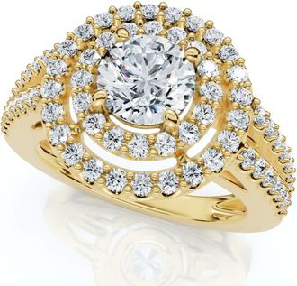 Pompeii3 1 1/2Ct Double Halo Diamond Engagement Ring 14k Gold Lab Grown