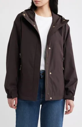Michael Kors Water Resistant Hooded Jacket in Chocolate at Nordstrom, Size X-Small