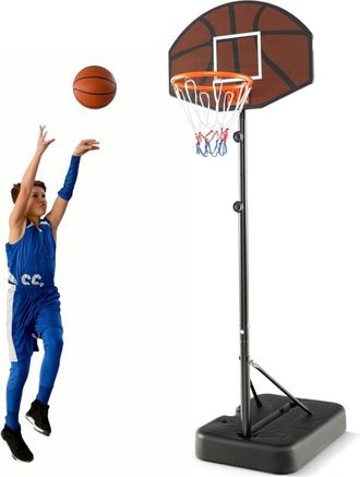 Costway Costway - Canasta Baloncesto Exterior, Altura Ajustable De 3 Niveles, 1,72 A 2m, M&oacute;vil Con Ruedas, Aro De Baloncesto Para Ni&ntilde;os Adultos, Interior Y Ex