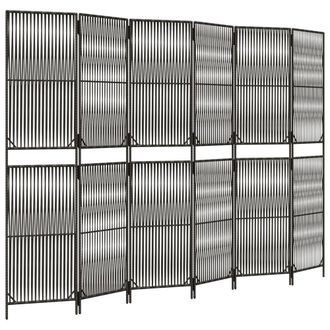 Berkfield Home Room Divider 6 Panels Grey Poly Rattan