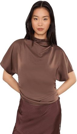AllSaints Leslie Top Womens Clothing Pot Brown : UK 14 (US Womens 10), Polyester