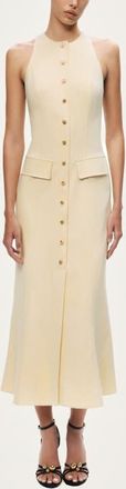 Nocturne Sleeveless Button-Front Midi Dress in Yellow at Nordstrom, Size X-Large Eu