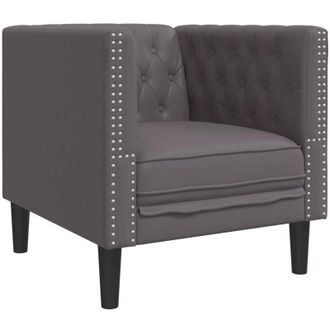 vidaXL Sill&oacute;n Chesterfield De Cuero Artificial Gris Vidaxl