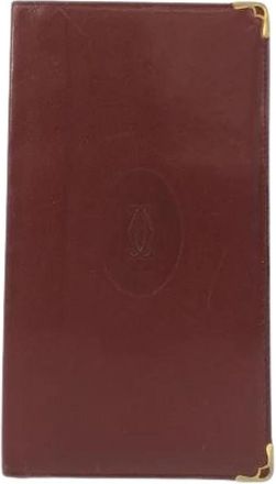 Cartier Pre-owned Vintage Must Line Bordeaux Leren Portemonnee - Dames - Vintage Clutch - Bruin - ONE Size - Leer - Vintage