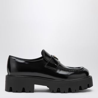 Prada Mocassino nero in pelle spazzolata