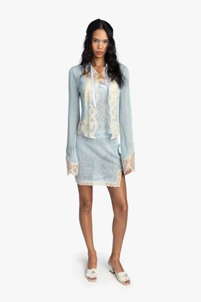 Anna Sui Lingerie Lace Skirt In Sky Blue
